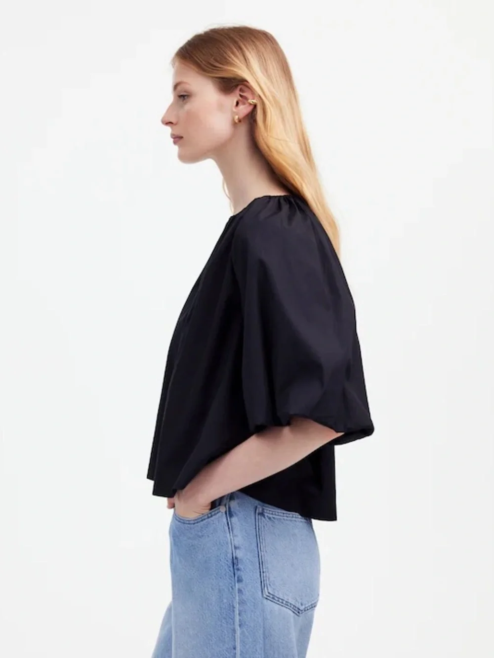 Madewell Bubble Sleeve Top in Black